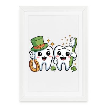 Drôle de dentiste St Patricks Day - Affiche encadrée (27 × 37 cm) - blanc - Devant