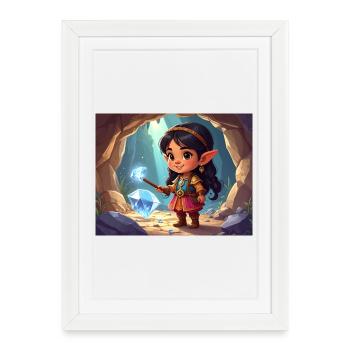 Héroïne elfique dans le Chemin du Cristal - Affiche encadrée (27 × 37 cm) - blanc - Devant