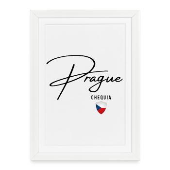 Design élégant Prague, j’adore Prague - Affiche encadrée (27 × 37 cm) - blanc - Devant