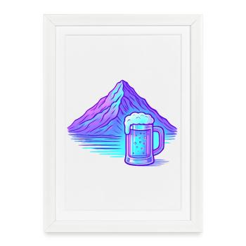 Bergneon Beer Gloss Blue - Framed poster (27 × 37 cm) - white - Front