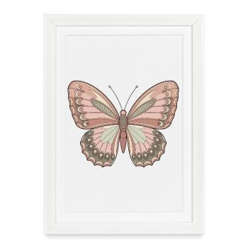 Papillon bohème - Affiche encadrée (27 × 37 cm) - blanc - Devant