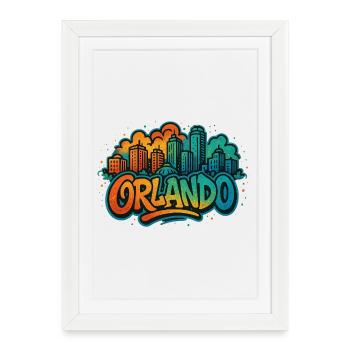Orlando Graffiti Skyline - Affiche encadrée (27 × 37 cm) - blanc - Devant