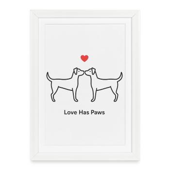 L’amour a des pattes minimaliste Pet Love Dogs - Affiche encadrée (27 × 37 cm) - blanc - Devant
