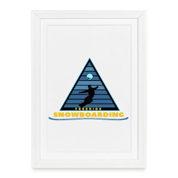 Snowboard freeride - Affiche encadrée (27 × 37 cm) - blanc - Devant