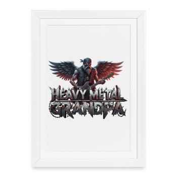 Papy Heavy Metal - Affiche encadrée (27 × 37 cm) - blanc - Devant