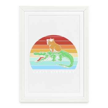 Joyeux anniversaire Capybara Joyeux anniversaire - Affiche encadrée (27 × 37 cm) - blanc - Devant