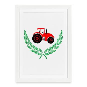 Red Tractor in Laurel Wreath - Framed poster (27 × 37 cm) - white - Front