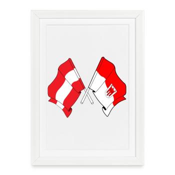 Drapeaux croisés de l’Autriche et du Vorarlberg - Affiche encadrée (27 × 37 cm) - blanc - Devant
