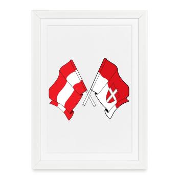 Drapeaux croisés Autriche & Vienne - Affiche encadrée (27 × 37 cm) - blanc - Devant
