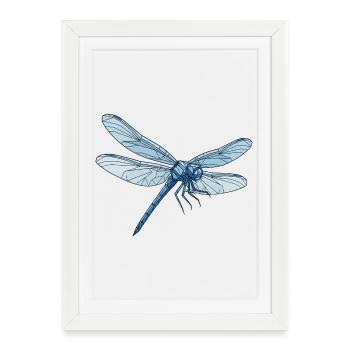 Bleu libellule géométrique - Affiche encadrée (27 × 37 cm) - blanc - Devant