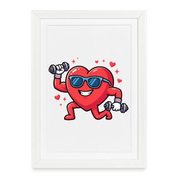 Fun workout in the gym: heart lift to V - Framed poster (27 × 37 cm) - white - Front