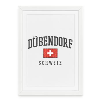 Dübendorf Switzerland logo with flag - Framed poster (27 × 37 cm) - white - Front