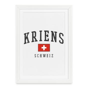 Logo Suisse Kriens Swissflag - Affiche encadrée (27 × 37 cm) - blanc - Devant
