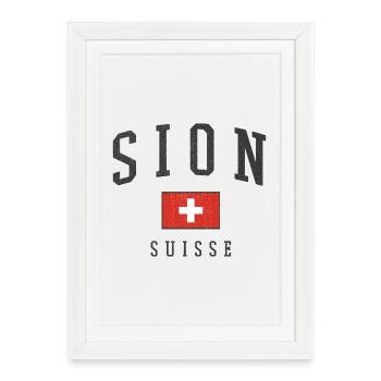 Sion Switzerland Flag Emblem - Framed poster (27 × 37 cm) - white - Front