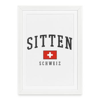 Sion Switzerland – flag motif with local pride - Framed poster (27 × 37 cm) - white - Front