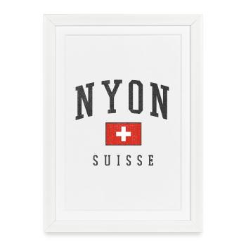 Graphique du drapeau Nyon Suisse - Affiche encadrée (27 × 37 cm) - blanc - Devant