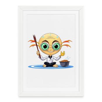 Zen Extraterrestrial Meditator - Framed poster (27 × 37 cm) - white - Front