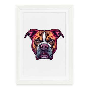 Illustration de tête de bouledogue néon - Affiche encadrée (27 × 37 cm) - blanc - Devant