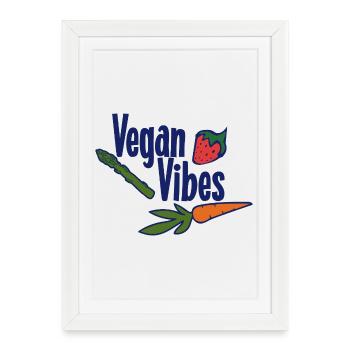 Vegan Vibes Veggie Logo - Framed poster (27 × 37 cm) - white - Front