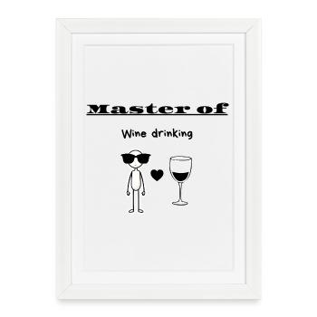 Master of Wine drinking - Framed poster (27 × 37 cm) - white - Front
