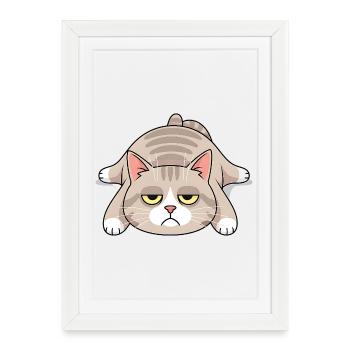 Grim late riser cat morning grouch - Framed poster (27 × 37 cm) - white - Front