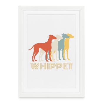 Race de chien rétro Whippet Lover Vintage Design - Affiche encadrée (27 × 37 cm) - blanc - Devant