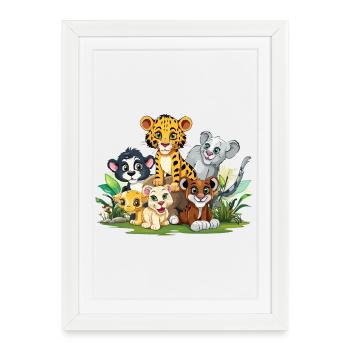 Amoureux des animaux dans la jungle - Affiche encadrée (27 × 37 cm) - blanc - Devant