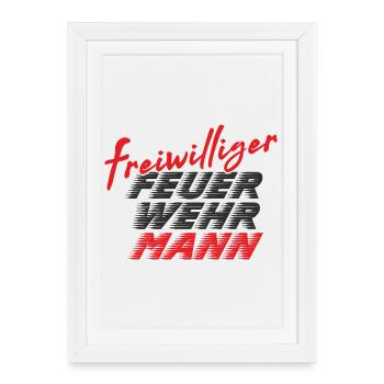 Pompier - Affiche encadrée (27 × 37 cm) - blanc - Devant