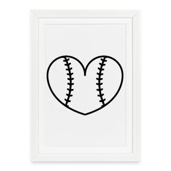 Cœur du baseball softball - Affiche encadrée (27 × 37 cm) - blanc - Devant