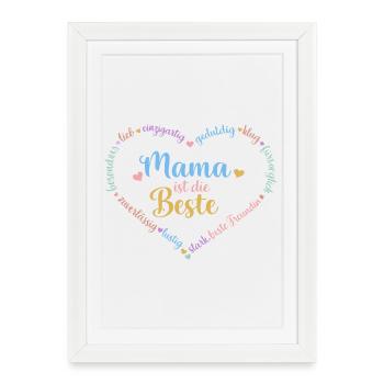 Maman est la meilleure - cœur - personnalisable - Affiche encadrée (27 × 37 cm) - blanc - Devant