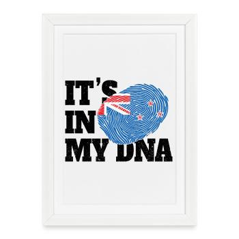 C’est dans mon ADN Gènes néo-zélandais drôles NZ - Affiche encadrée (27 × 37 cm) - blanc - Devant