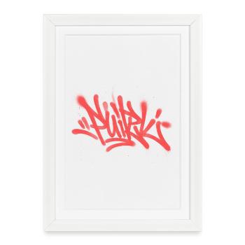 Graffiti Spray Abstrait Tag Rouge - Affiche encadrée (27 × 37 cm) - blanc - Devant