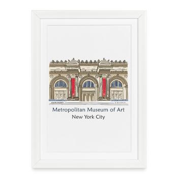 New York, Metropolitan Museum, NYC Drawing - Framed poster (27 × 37 cm) - white - Front