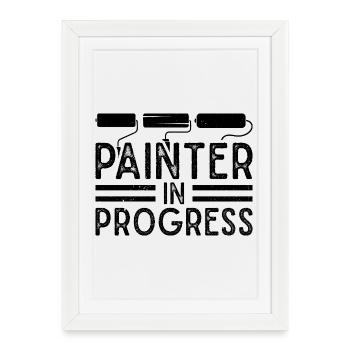 Cadeaux amusants pour les peintres en bâtiment Idées de peintres professionnels - Affiche encadrée (27 × 37 cm) - blanc - Devant
