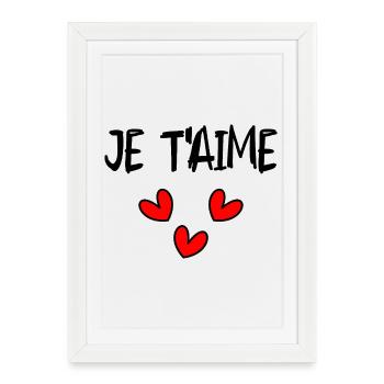 JE T'AIME. COEUR. COUPLE. SAINT VALENTIN - Affiche encadrée (27 × 37 cm) - blanc - Devant
