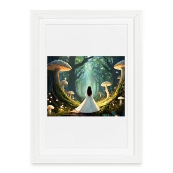 Forêt de conte de fées avec des champignons - Affiche encadrée (27 × 37 cm) - blanc - Devant