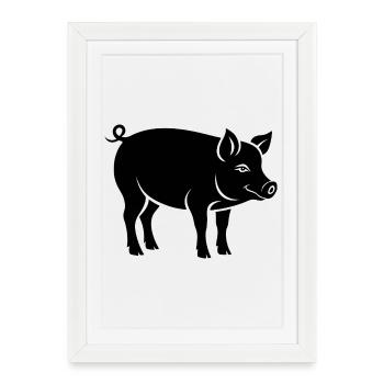 cochon - Affiche encadrée (27 × 37 cm) - blanc - Devant