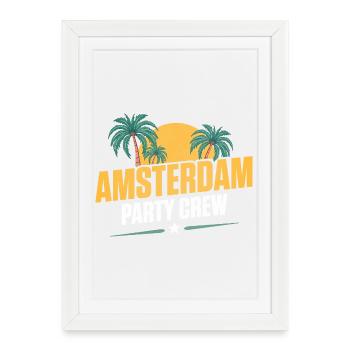 Amsterdam Party Crew - Affiche encadrée (27 × 37 cm) - blanc - Devant