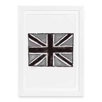 Art de l’Union Jack peint en gris - Affiche encadrée (27 × 37 cm) - blanc - Devant
