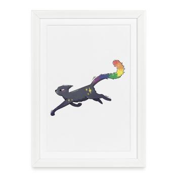 Cat with Stars and Pride Flag - Framed poster (27 × 37 cm) - white - Front