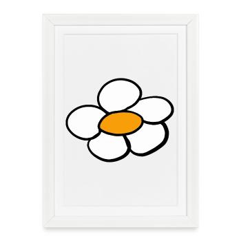 Fleurs rétro pour enfants des années 60 à 80 - Affiche encadrée (27 × 37 cm) - blanc - Devant