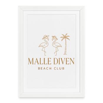 Malle Diven Beach Club Flamingo Mallorca Party - Affiche encadrée (27 × 37 cm) - blanc - Devant