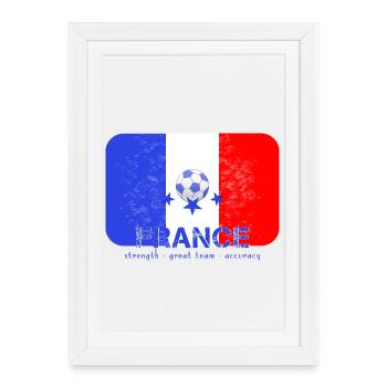 Drapeau de la France avec maillot de l’équipe de football - Affiche encadrée (27 × 37 cm) - blanc - Devant