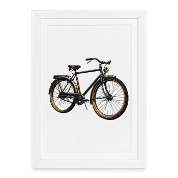 Retro Bicycle Night Picture - Framed poster (27 × 37 cm) - white - Front