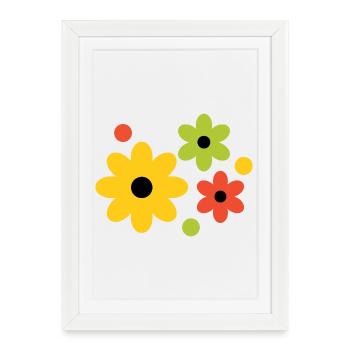 Motif de couleurs florales joyeuses - Flower Power - Affiche encadrée (27 × 37 cm) - blanc - Devant