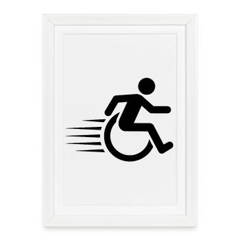 Fast wheelchair user in motion # - Framed poster (27 × 37 cm) - white - Front
