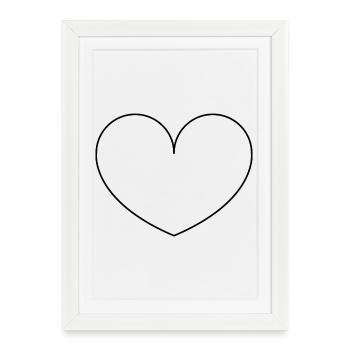 Contour du cœur - Affiche encadrée (27 × 37 cm) - blanc - Devant