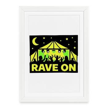 Rave On Festival Tent Techno Party Crew - Affiche encadrée (27 × 37 cm) - blanc - Devant