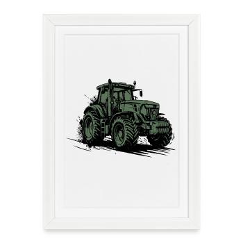 Tracteur - Agriculteur Tracteur Agricole Vert  - Affiche encadrée (27 × 37 cm) - blanc - Devant