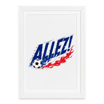 Allez France : motif de fan de football - Affiche encadrée (27 × 37 cm) - blanc - Devant